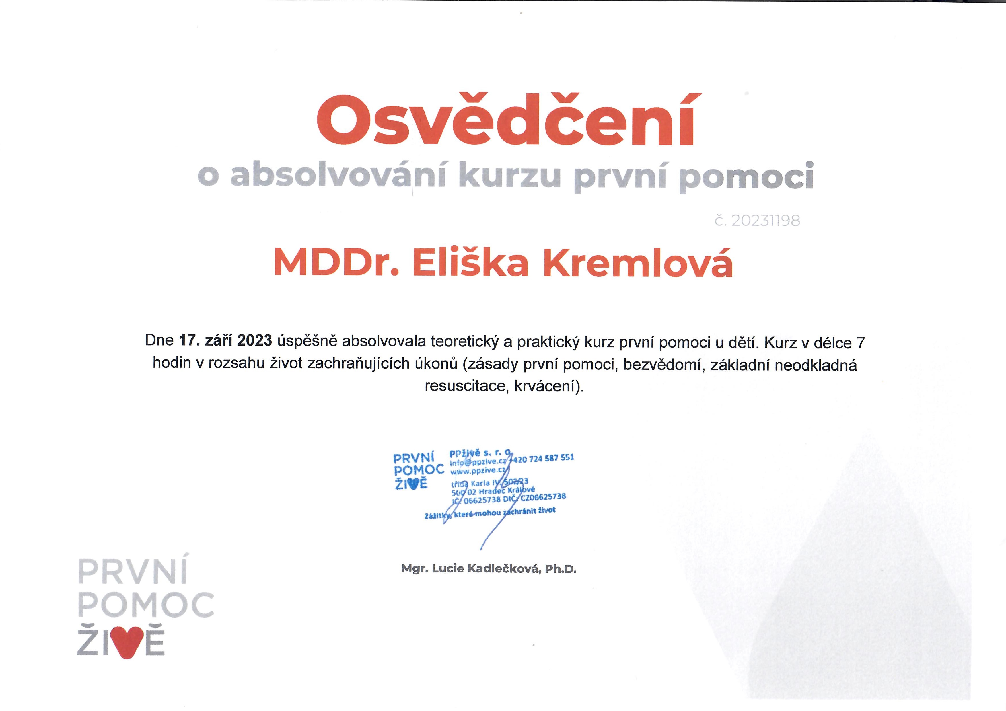 Dental certificate