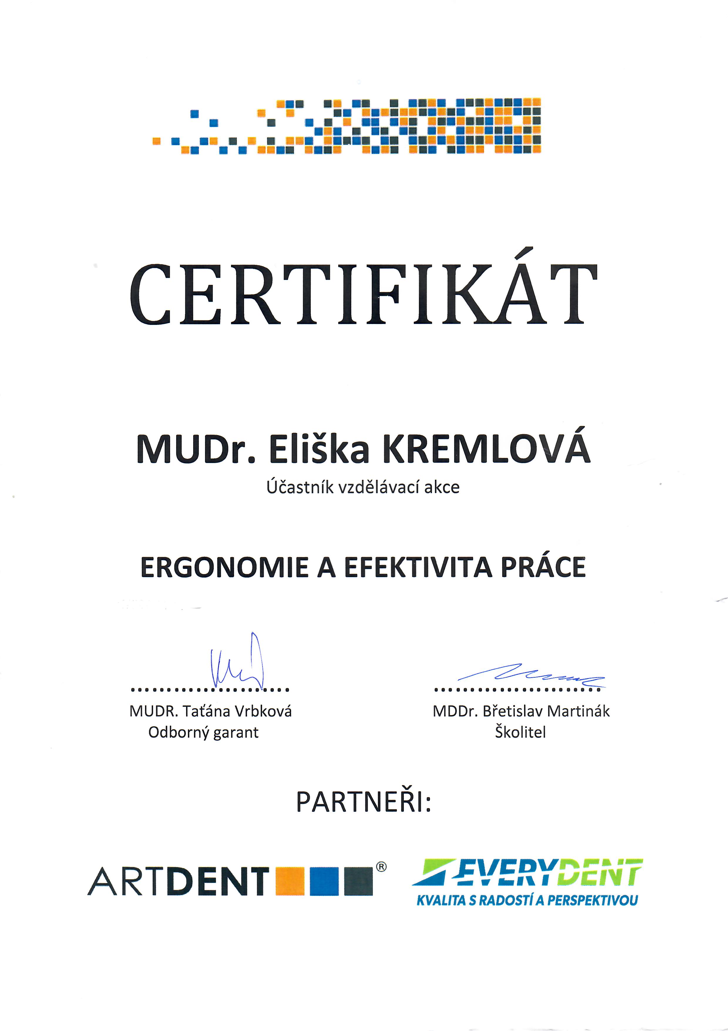 Dental certificate